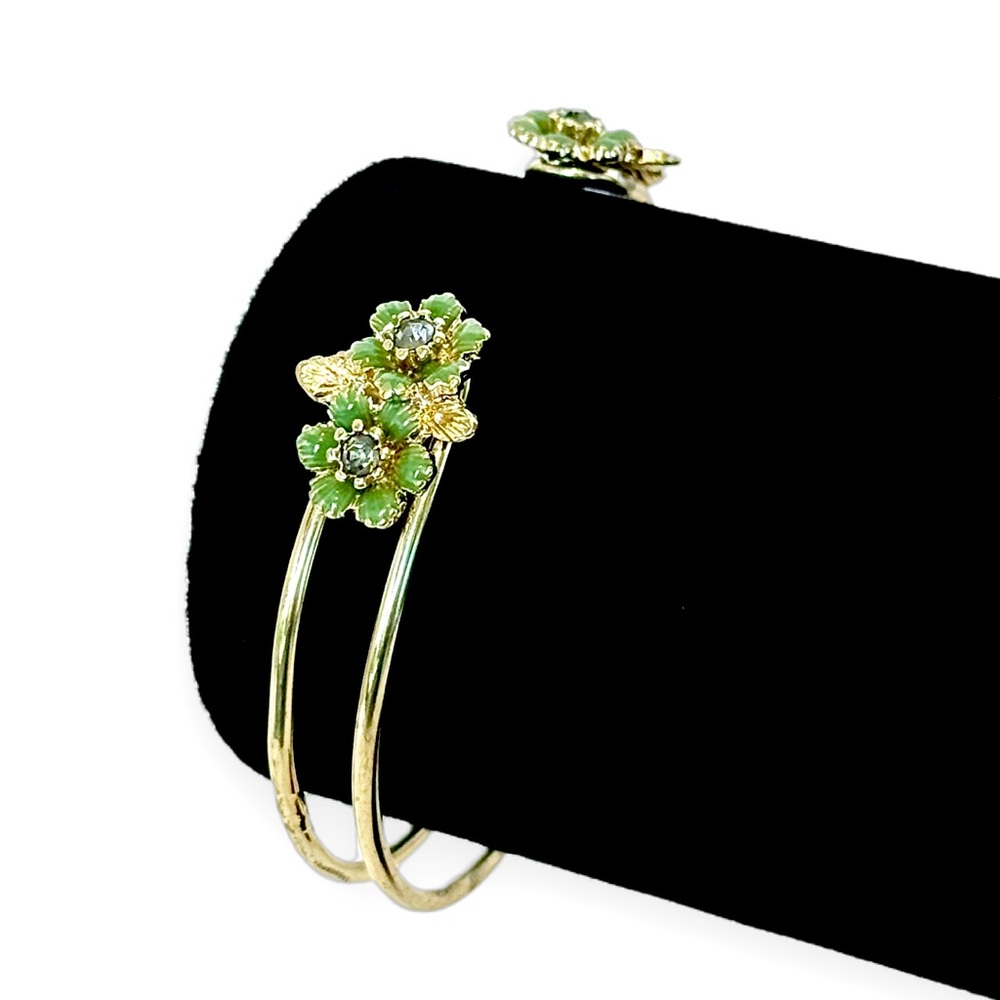 LEE ANGEL for NEIMAN MARCUS | New Mint Green Floral Cuff Bracelet | Floor Model - Picture 5 of 8